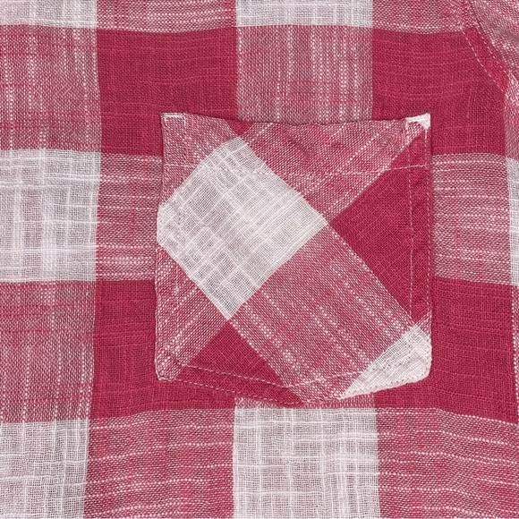 Cloth & Stone Linen Blend Button-Back Preppy Casual Fun Gingham Blouse - Sz M - Picture 5 of 16